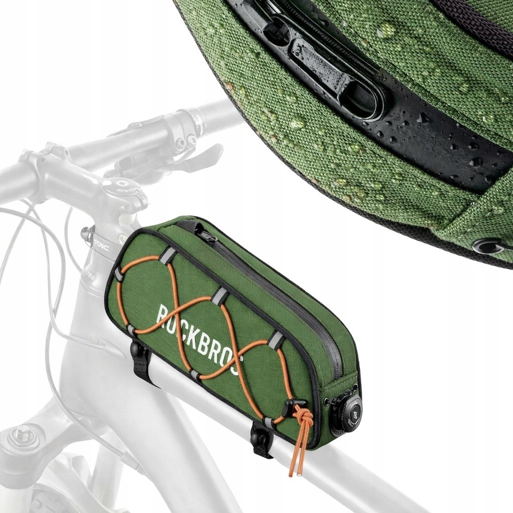 Torba rowerowa Rockbros 30120045001 ROAD TO SKY na górną rurę ramy wodoodporna 0,7L - zielona