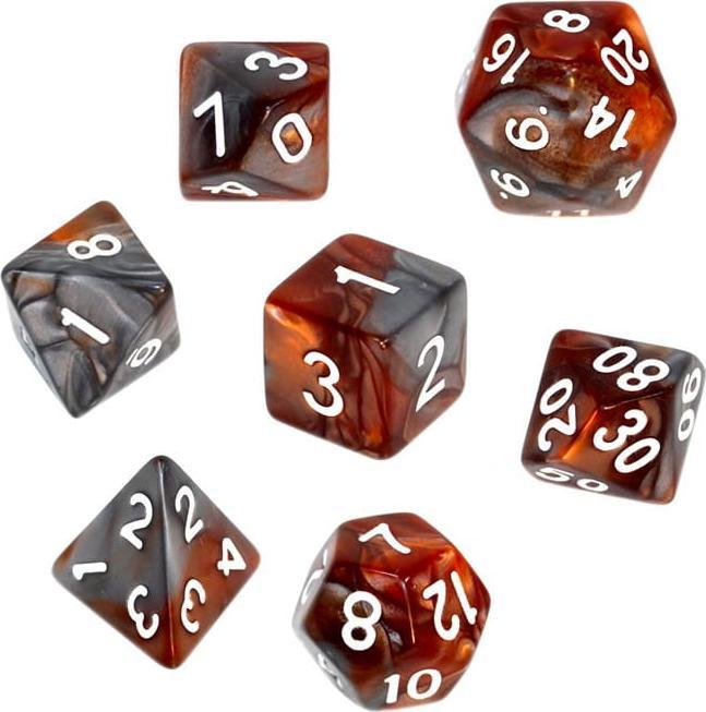 Rebel Komplet kości REBEL RPG - Dwukolorowe - Brązowo-szare