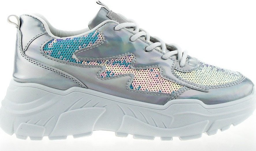 Estetino Tenisówki srebrne z cekinami-40