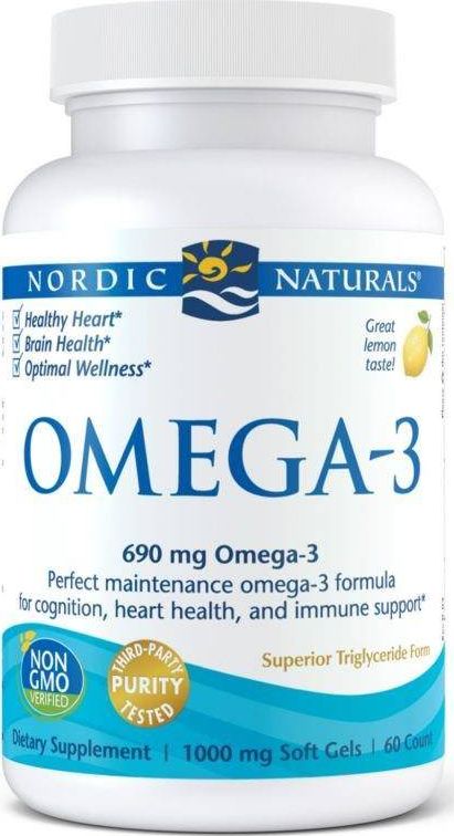 Nordic naturals Nordic Naturals - Omega-3, 690mg, Smak Cytrynowy, 60 kapsułek miękkich