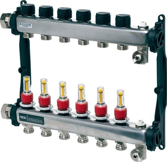 Tece TECEfloor - rozdzielacz ze stali nierdzewnej 1" ogrzewania podłogowego z przepływomierzami 3