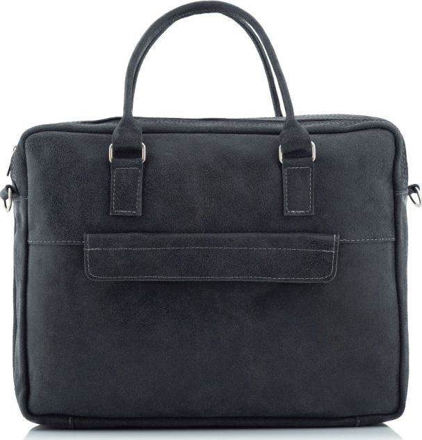 Belveder Czarna torba na laptopa 15,6 skórzana BV80