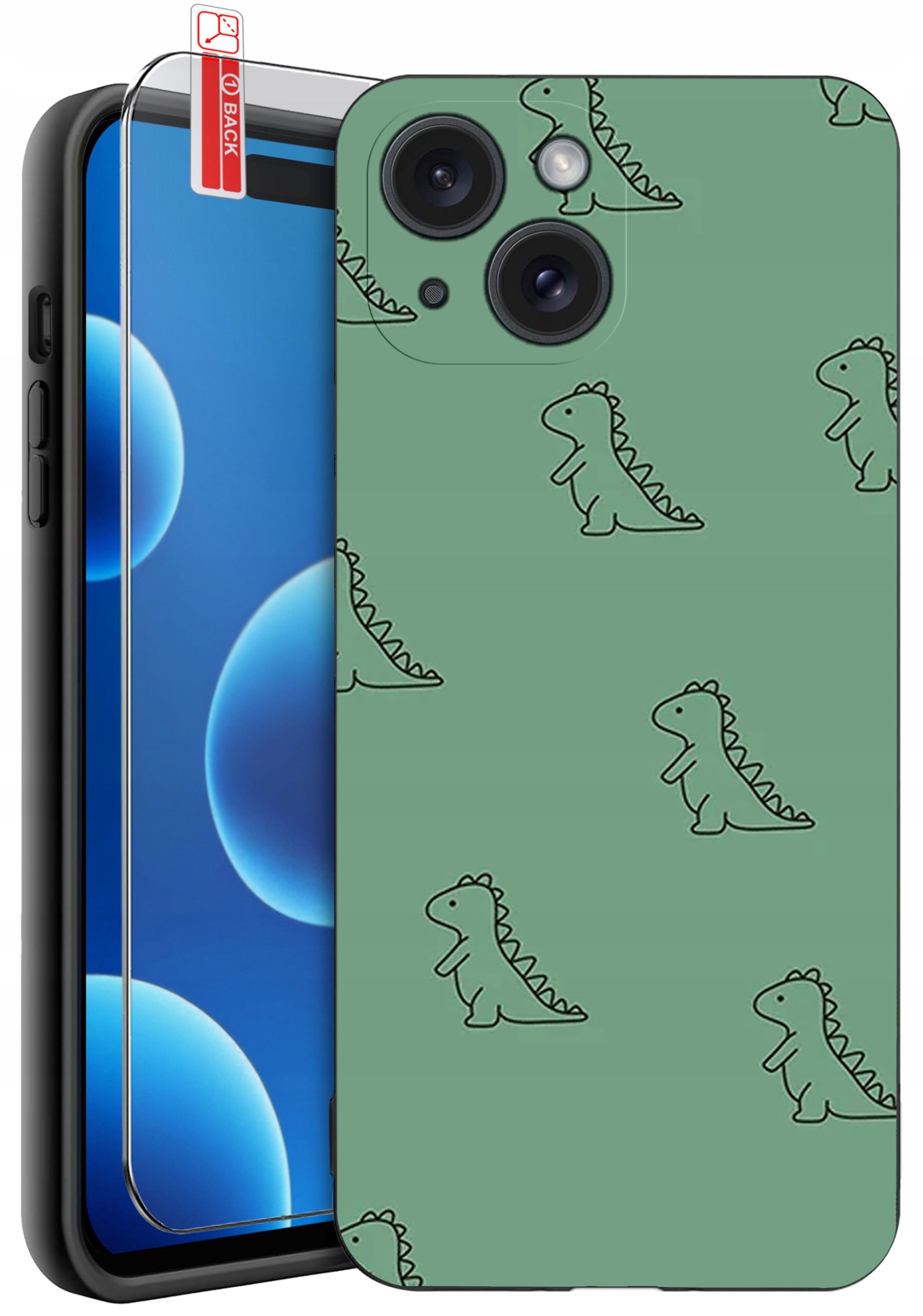 ETUI do iPhone 15 | WZORY | SILIKONOWE MATT CASE + SZKŁO 9H