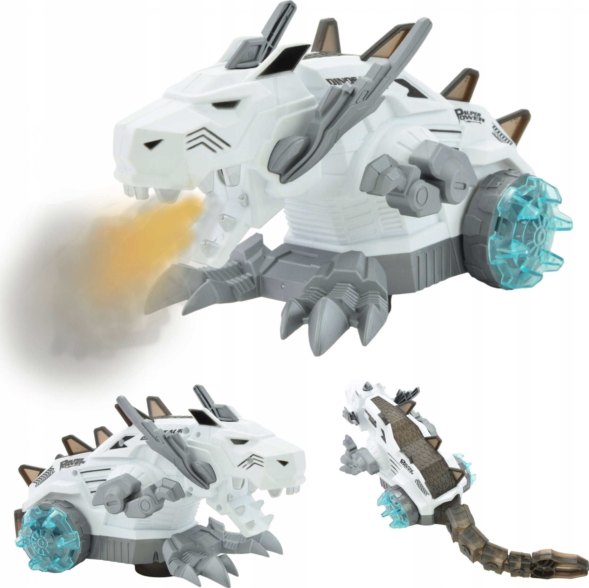 Figurka Skleplolki MECHANICZNY DINOZAUR ŚWIECI JEŹDZI ZIEJE PARĄ