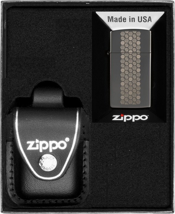 Zestaw ZIPPO Zapalniczka HONEYCOMB PATTERN DESIGN SLIM Prezentowy No3