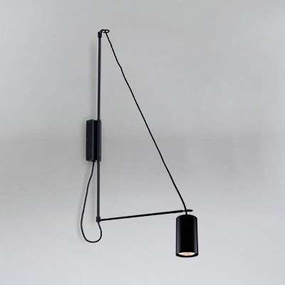 Kinkiet Shilo Kinkiet LAMPA ścienna KABE 9016 Shilo metalowa OPRAWA tuba na wysięgniku czarna