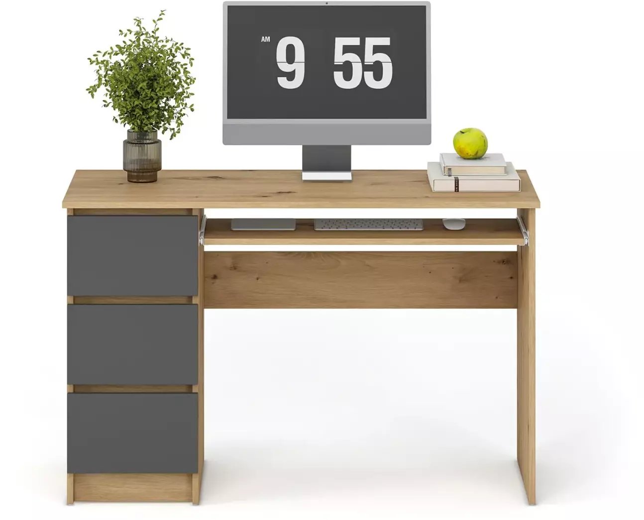 Biurko CINO dąb artisan/grafitowe z szufladami HALMAR