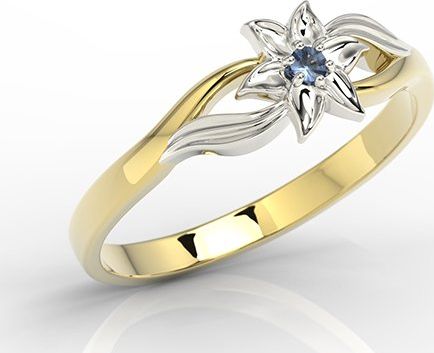 WĘC - Twój Jubiler Pierścionek z żółtego i białego złota z szafirem BP-14ZB 16 / UE- 56