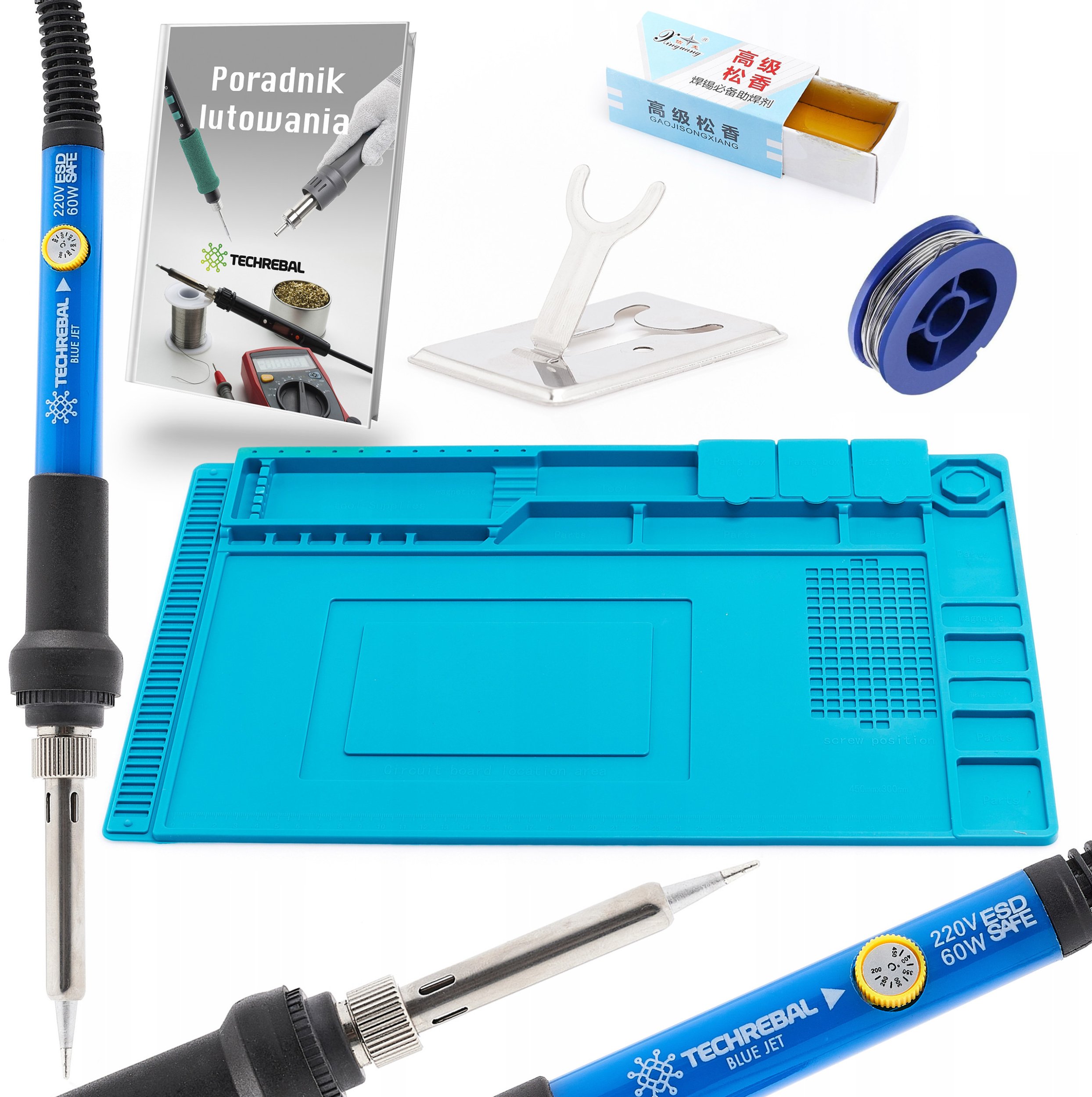 Precyzyjna Lutownica Blue Jet 60W Mata Serwisowa 45x30cm ESD Cyna Kalafonia