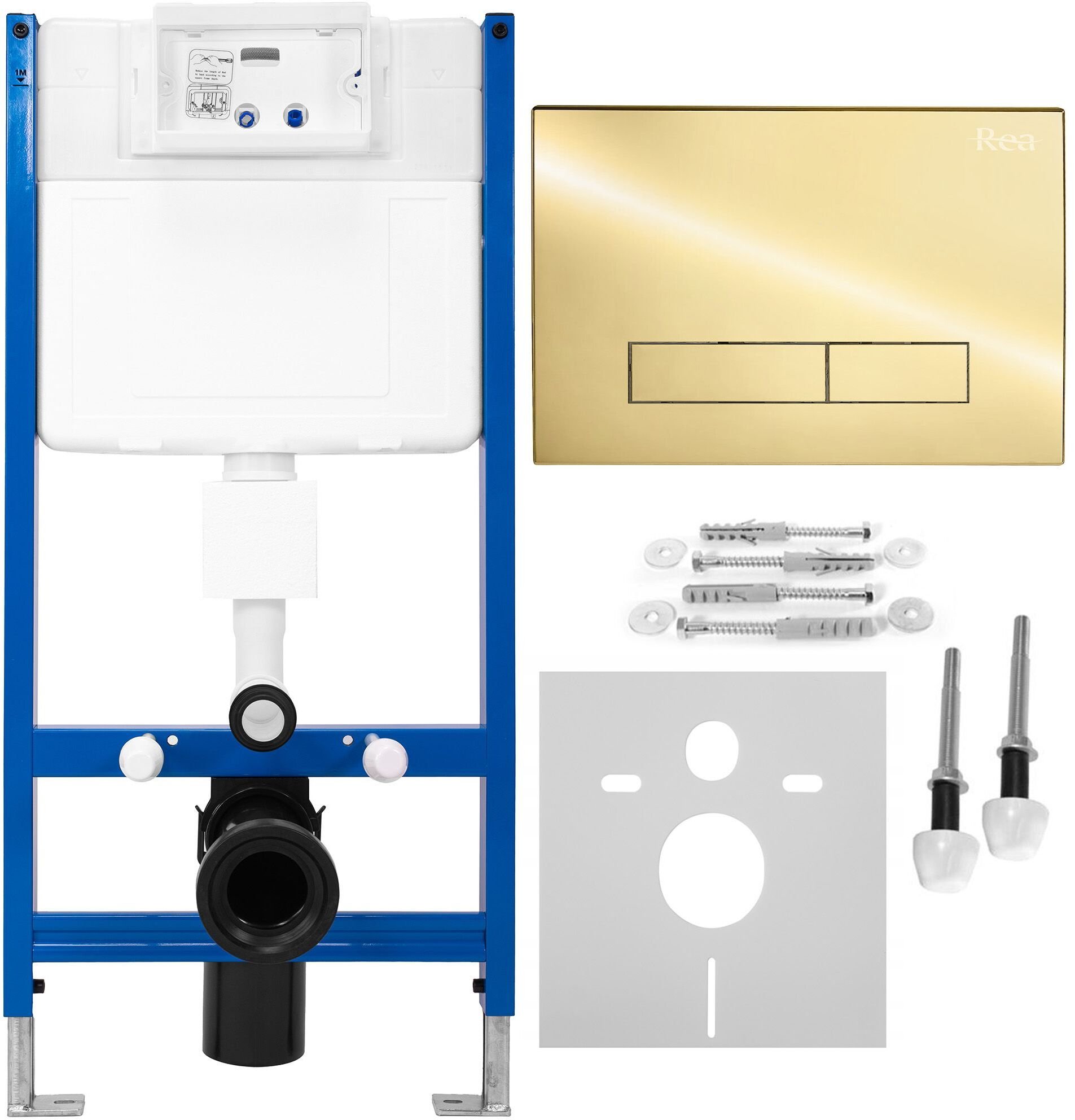 Stelaż Rea Stelaż zestaw podtynkowy do mis WC z przyciskiem H Light Gold