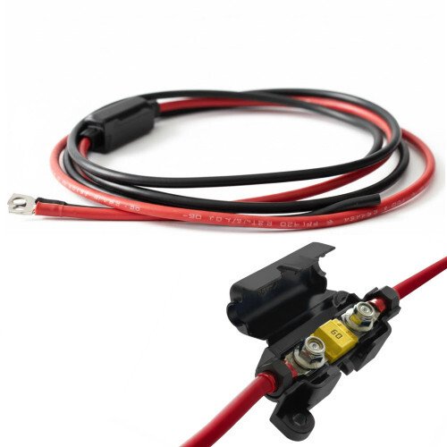 Zestaw kabli 2x10mm z bezpiecznikiem do akumulatora 60A 1,5m