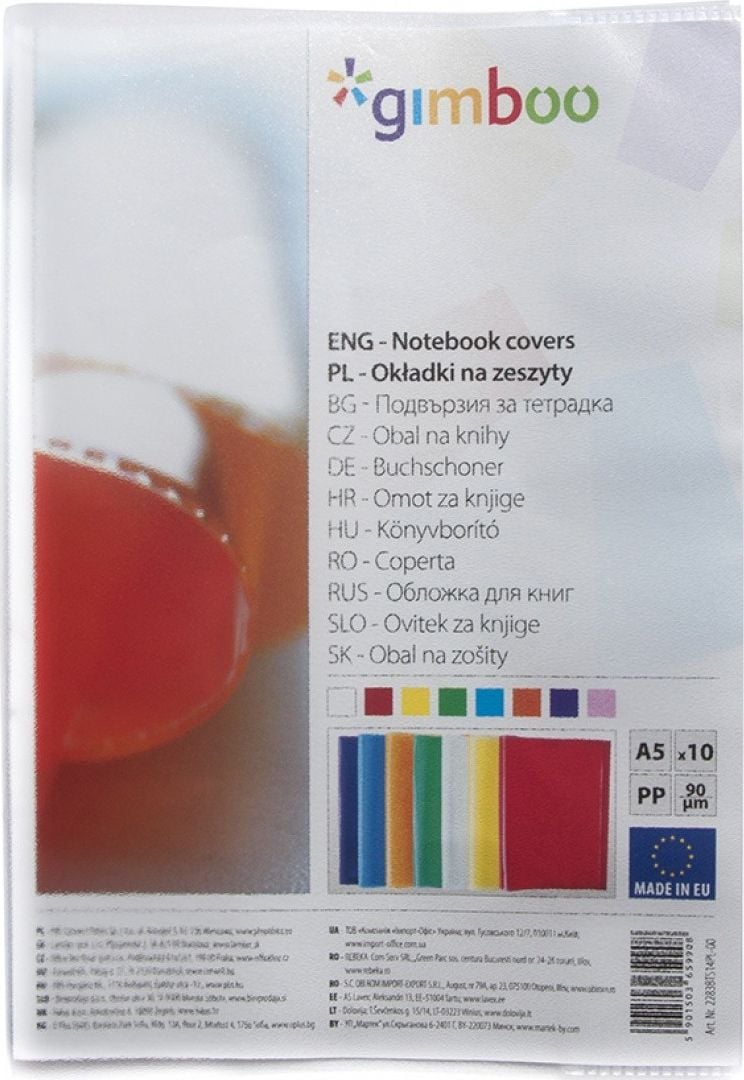 Gimboo Okładka na zeszyt GIMBOO, groszkowa, A5, 90mikr., transparentna