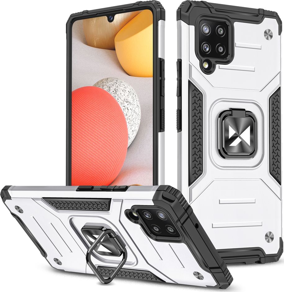 Wozinsky Wozinsky Ring Armor pancerne hybrydowe etui pokrowiec + magnetyczny uchwyt Samsung Galaxy A42 5G srebrny