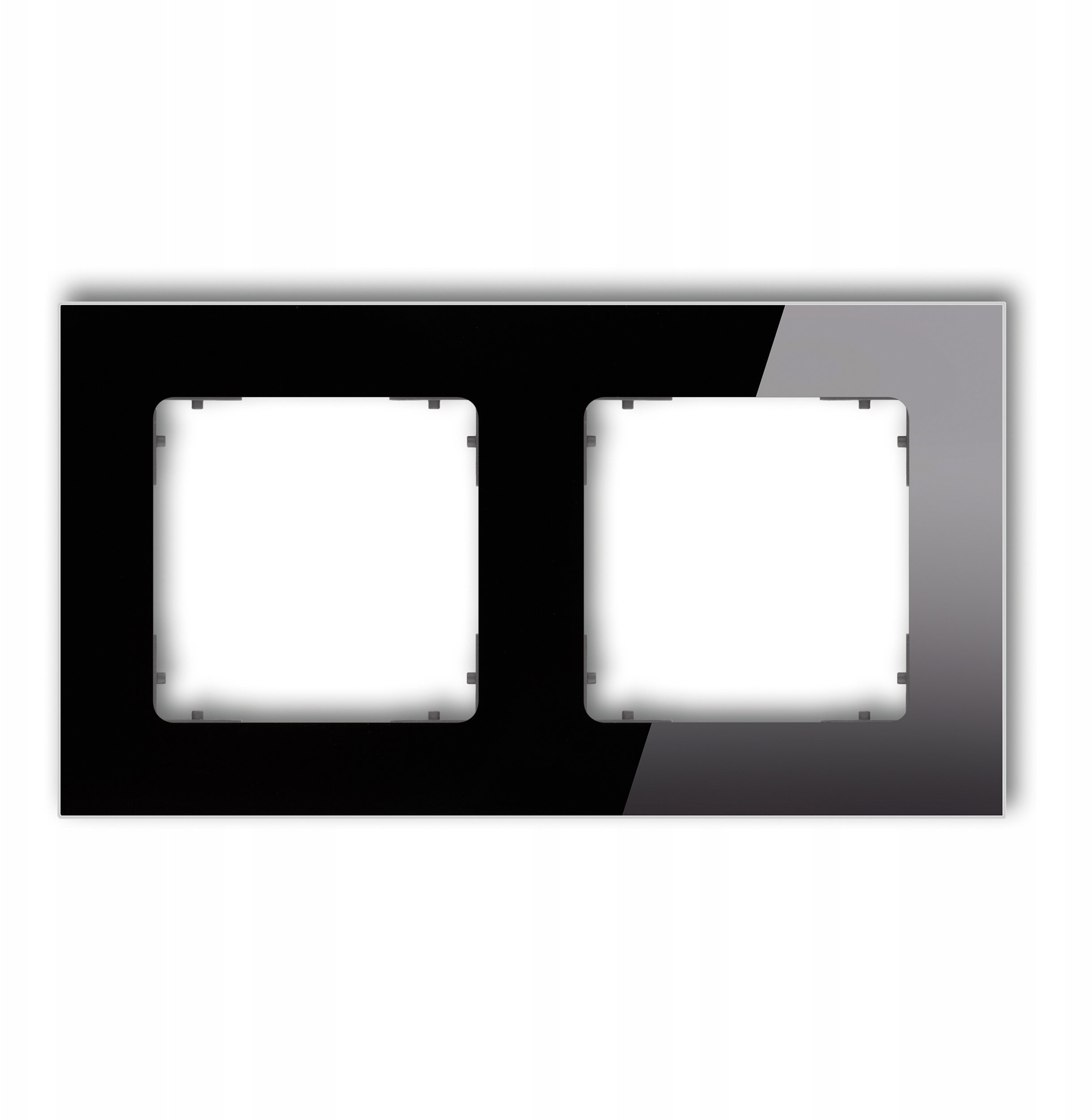 Karlik Ramka uniwersalna podwójna kwadratowa - efekt szkła (ramka: czarna spód: grafitowy mat) 12-28-IRSK-2