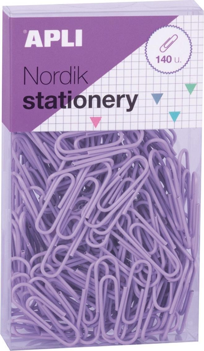 Apli Spinacze okrągłe APLI Nordik, 28 mm, 140 szt., pudełko z zawieszką, mix kolorów pastel