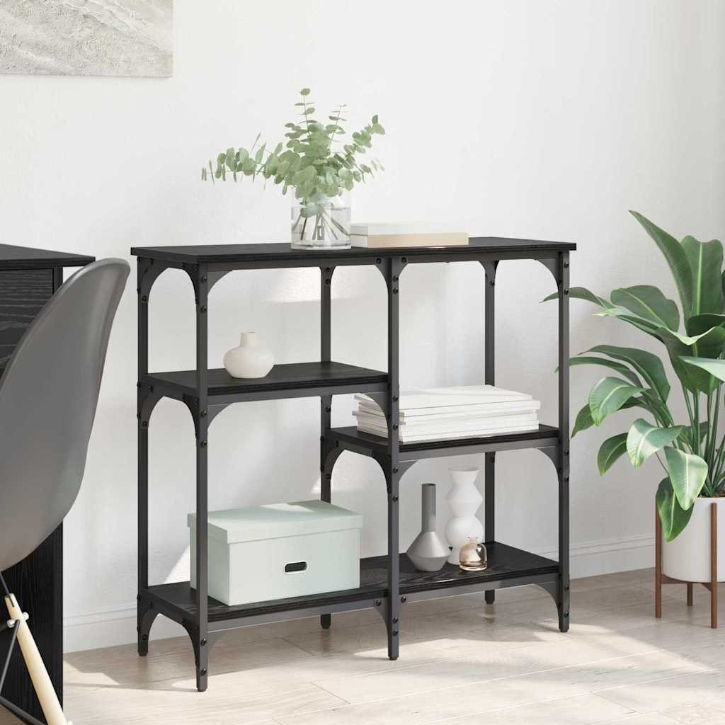 vidaXL Stół z półką Czarny dąb 80 x 29 x 75 cm Materiał z drewna