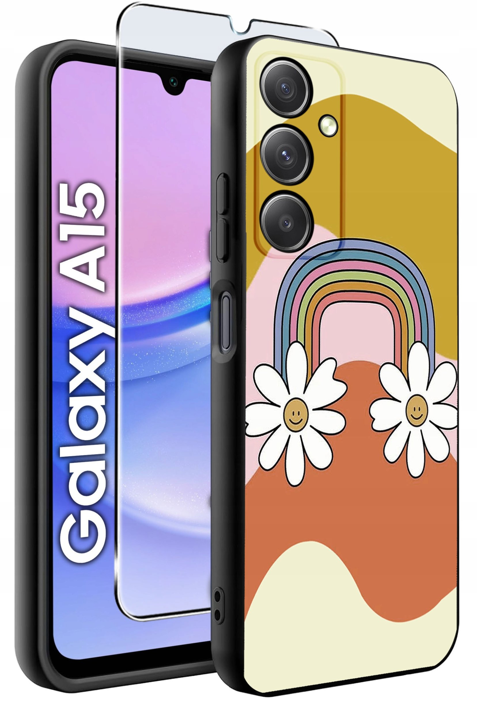 ETUI do Samsung A15 4G | 15 5G WZORY | SILIKONOWE MATT CASE + SZKŁO 9H