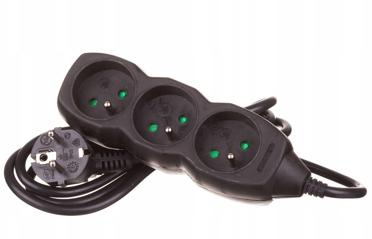 Przedłużacz 3-gniazdowy, 1,5m grafit 3x1,0mm OWY / 24343