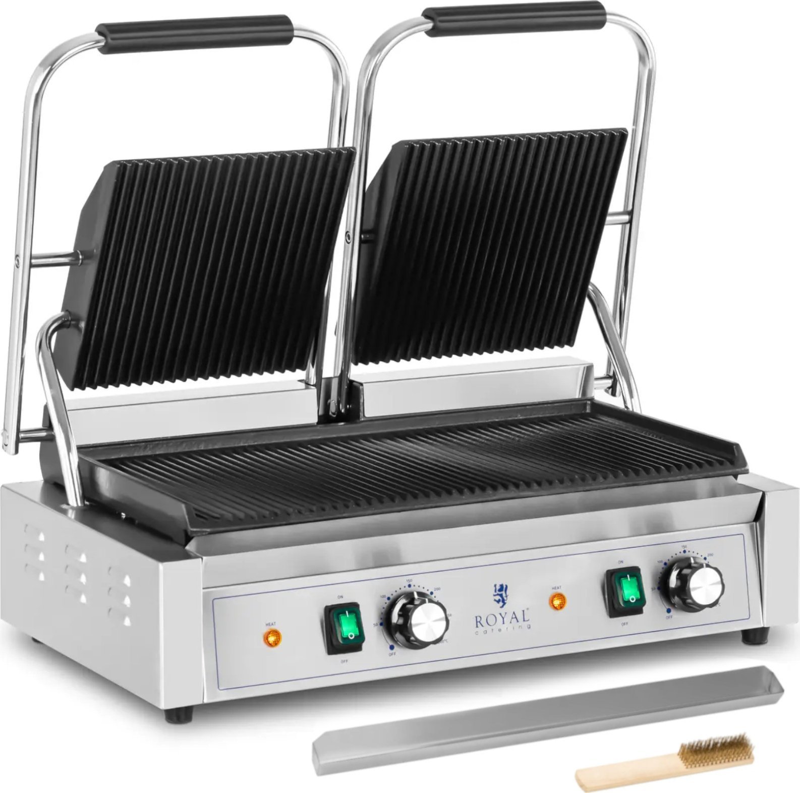 Grill elektryczny Royal Catering Grill kontaktowy podwójny dwustronny ryflowany 3600 W Grill kontaktowy podwójny dwustronny ryflowany 3600 W