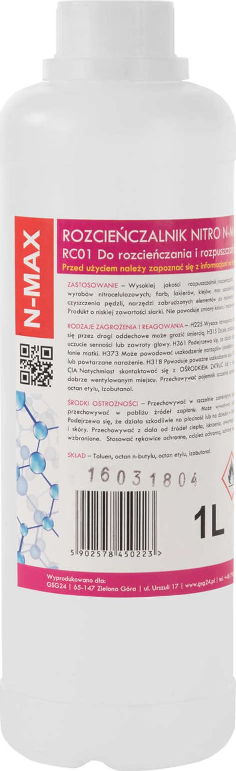 GSG Rozcieńczalnik rozpuszczalnik NITRO RC-01 N-MAX 1L Rozcieńczalnik rozpuszczalnik NITRO N-MAX 1L