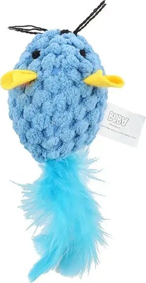BUBA Zabawka dla kota Mysz z piórami niebieska