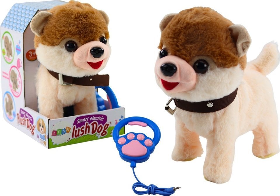 Pies Interaktywny Na Smyczy Chodzi Tańczy Śpiewa Biało Beżowy