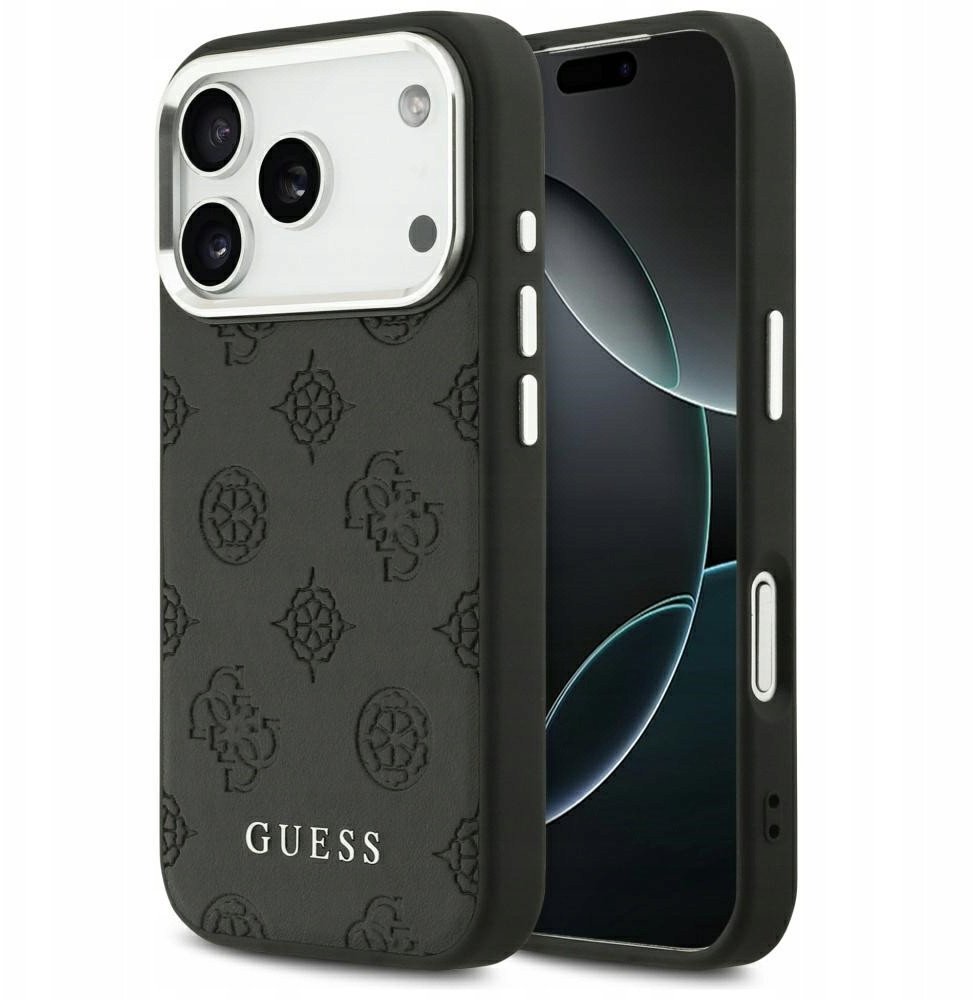 Guess Peony Hot Stamp Script MagSafe Case for iPhone 17 Pro Black