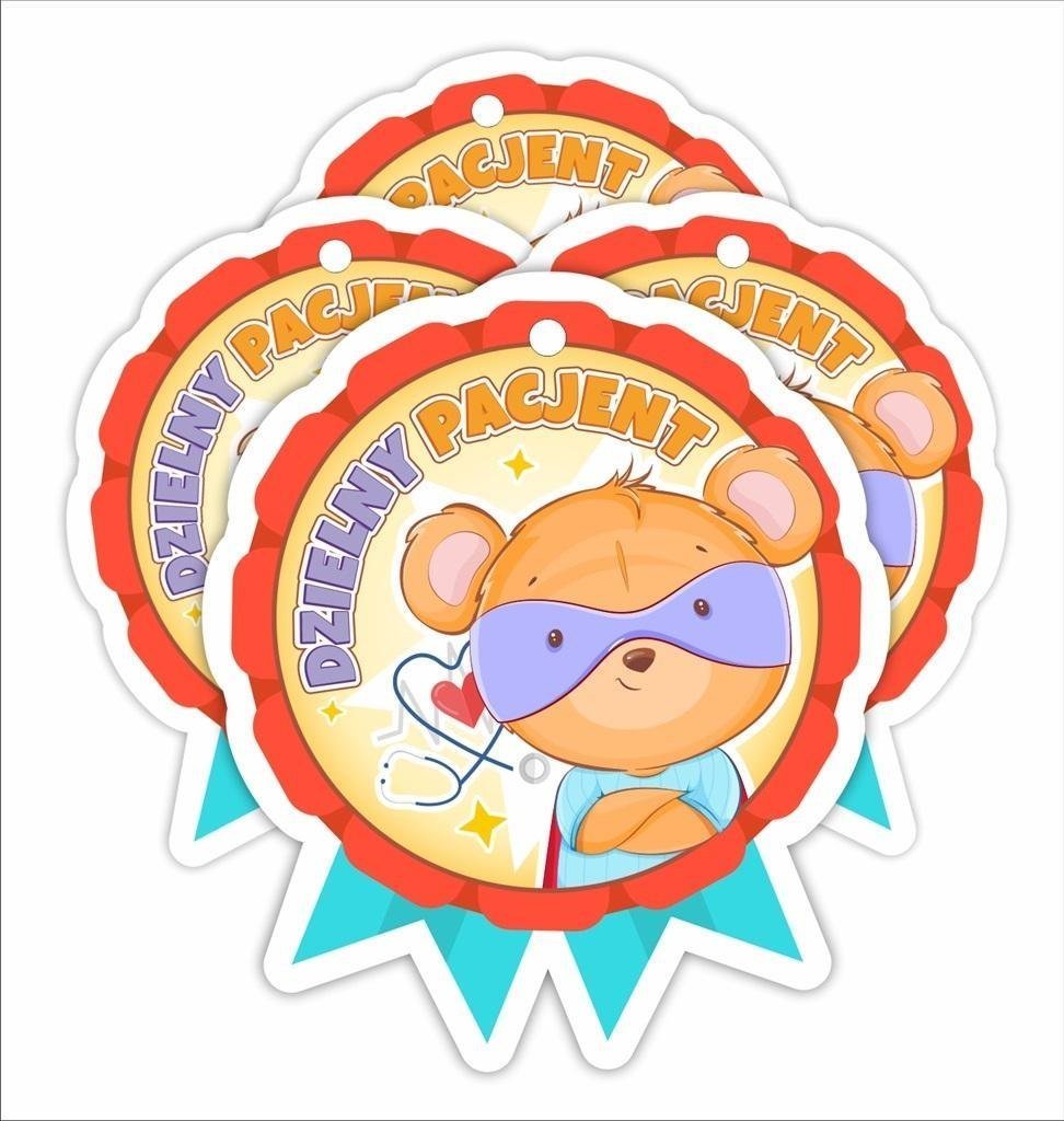 LearnHow Medal papierowy - Dzielny pacjent Super Miś 4szt