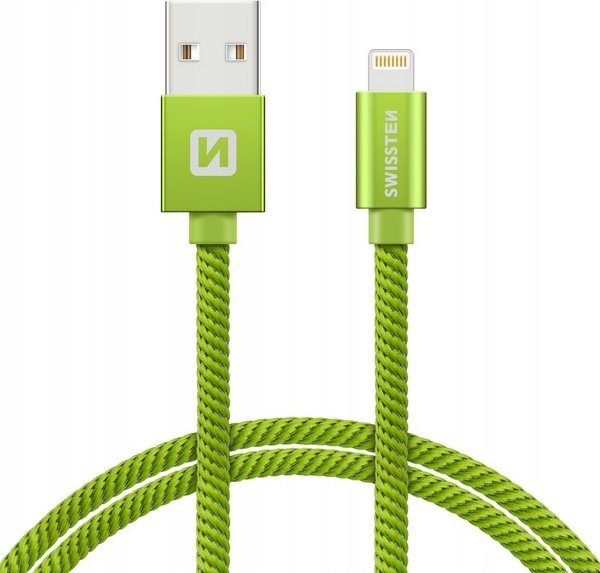 Kabel USB Swissten USB-A - Lightning 1.2 m Zielony (71523207)