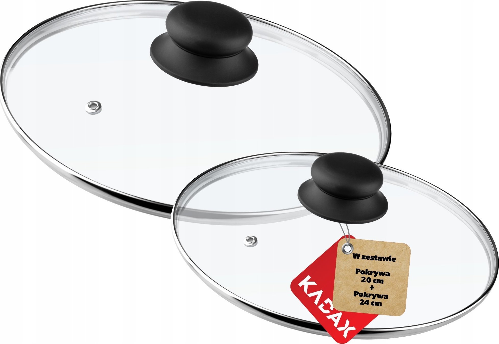 Kadax Pokrywka Szklana Patelnia Garnek Pokrywa 20 + 24cm