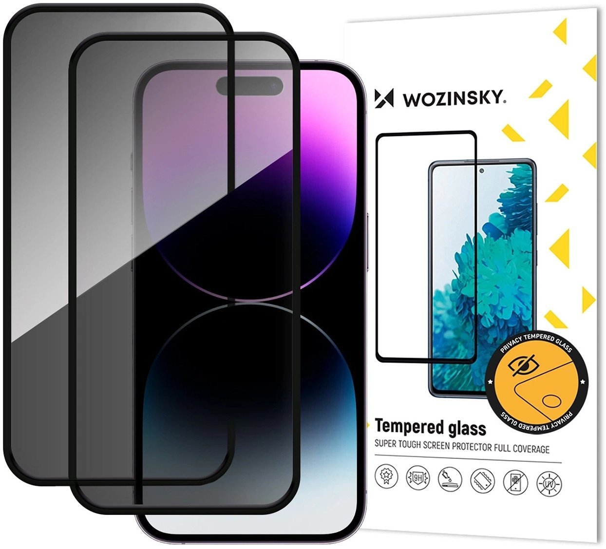 Szkło hartowane Wozinsky Privacy Glass prywatyzujące na iPhone 17 Pro Max, zestaw 2 sztuk