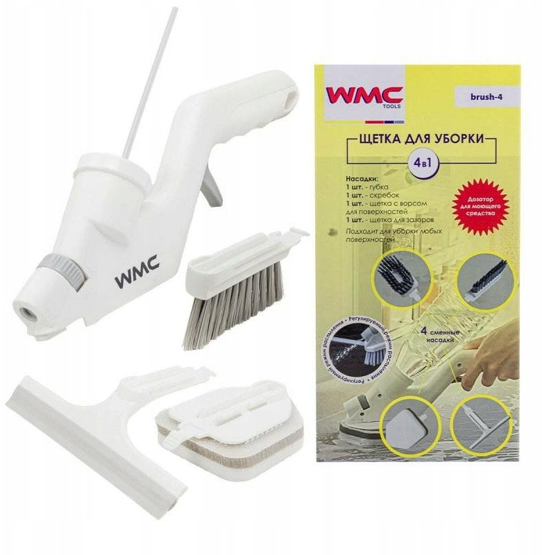 Szczotka do czyszczenia na mokro z wymiennymi końcówkami, zestaw 4el.