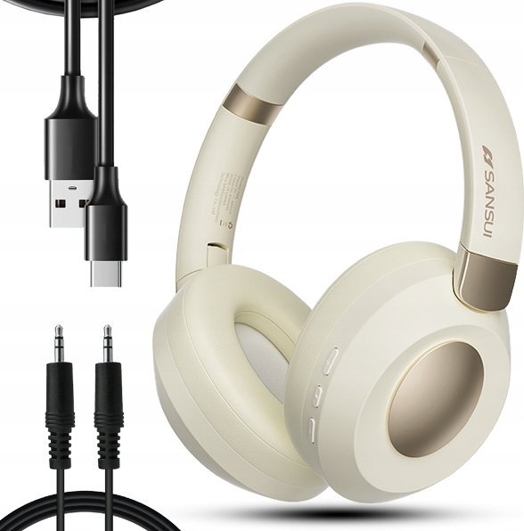 SŁUCHAWKI PRZEWODOWE NAUSZNE ENC BEŻOWE GAMINGOWE SPORTOWE MINI JACK 3.5mm