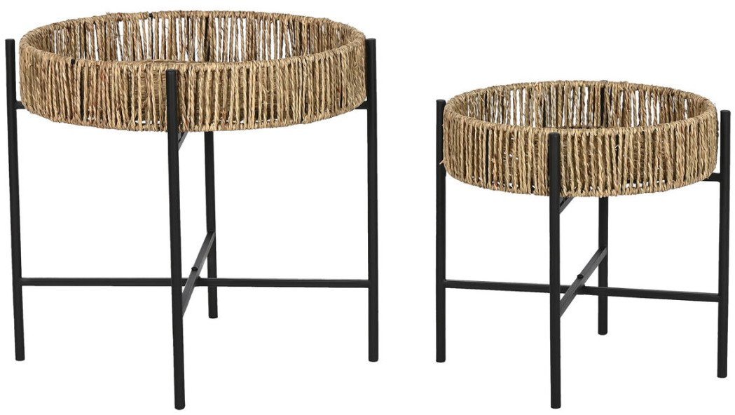Zestaw 2 stołów Home ESPRIT Czarny Naturalny Metal 49 x 49 x 44 cm