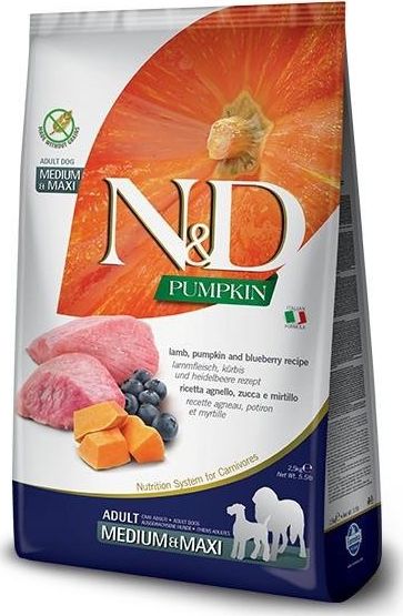 Farmina N&d gf pumpkin lamb&blueberry adult medium/maxi 2,5 kg
