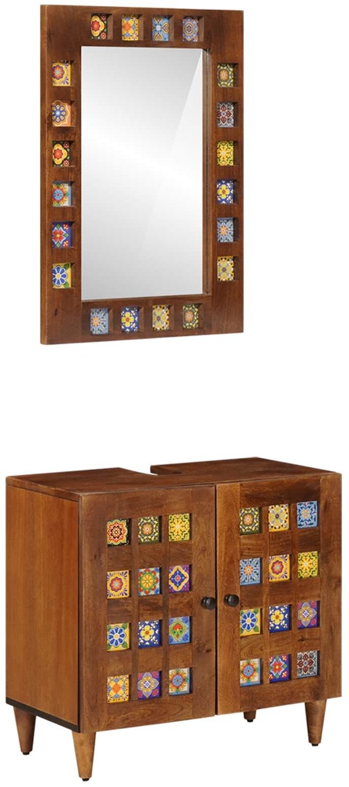 vidaXL Zestaw mebli łazienkowych 2 pcs orzech włoski Drewno mango