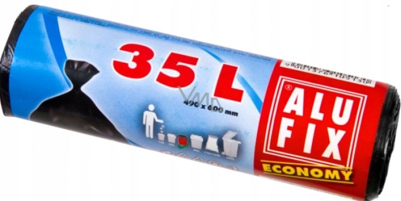 Worki na śmieci ALUFIX Economy, HDPE, 35l, 30 szt., czarna