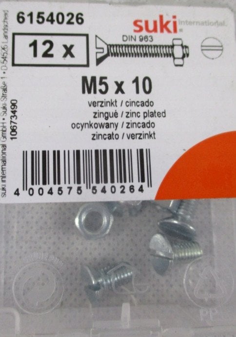 MACHINE SCREW M 5X10 ZINC DIN963/12PCS