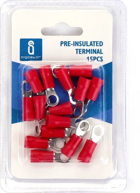 Aigostar Końcówka oczkowa izolowana RV3.5-5 czerwona 15 szt./opakowanie Końcówka oczkowa izolowana RV3.5-5 czerwona 15 szt./opakowanie