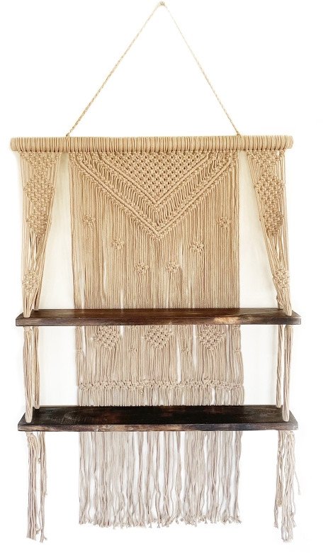 Półka Wisząca Makrama - Beż / Brąz