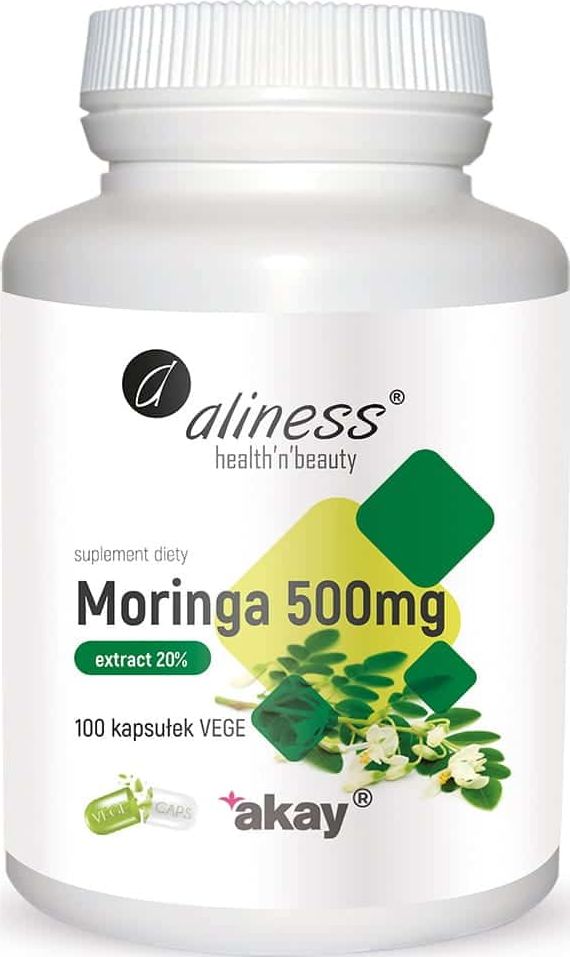 Aliness ALINESS Moringa ekstrakt 20% 500mg (Regulacja Glukozy we Krwi) 100 Kapsułek wegetariańskich