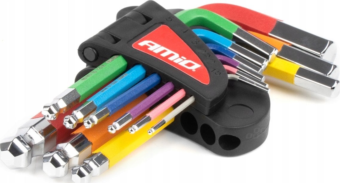 Klucze imbusowe hex z kulką krótkie imbusy zestaw 9 szt. s2 amio-04298