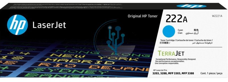 Toner HP 222A - Cyan - original - LaserJet - Toner (W2221A) do Color LaserJet Pro MFP 3302fdn