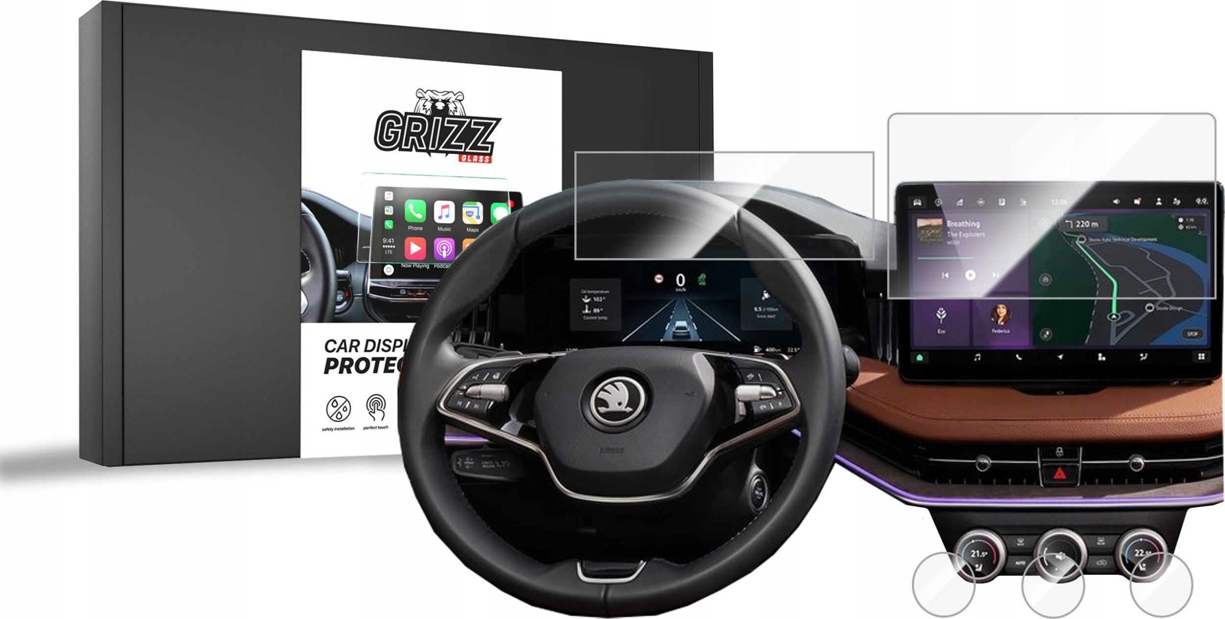 GrizzGlass Folia ceramiczna GrizzGlass CarDisplay Protection do Skoda Kodiaq 2 10" 2024 [5w1]