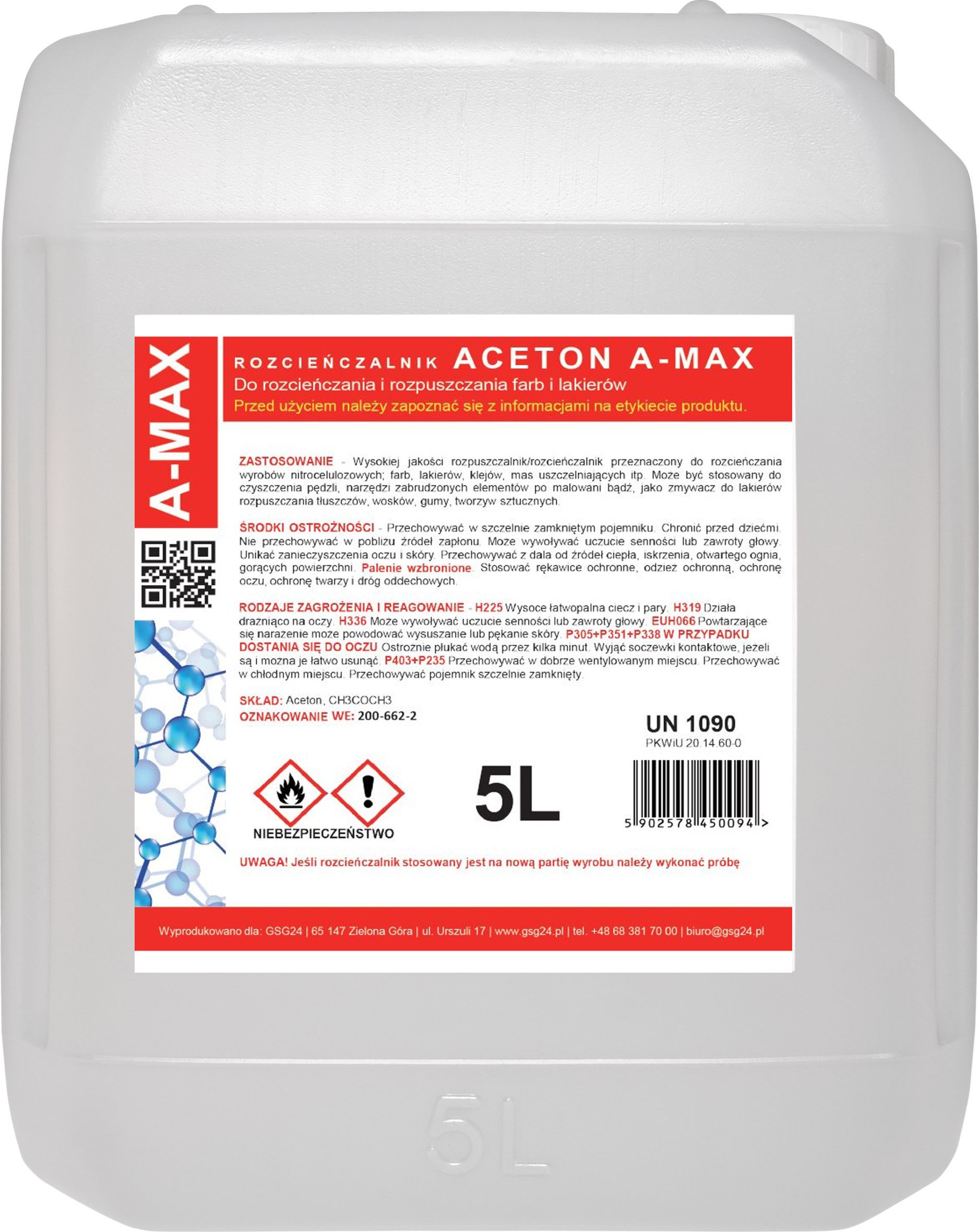 GSG Aceton rozpuszczalnik zmywacz A-MAX 5L
