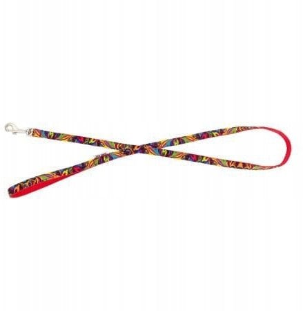 Smycz dla psa, czerwona, wz�r picasso, ta�ma polipropylenowa, 16mm/120cm