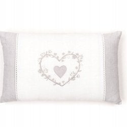 Poduszka dekoracyjna do salonu CONSTANCE, haftowane serduszko, bawełna, 30 x 50 cm