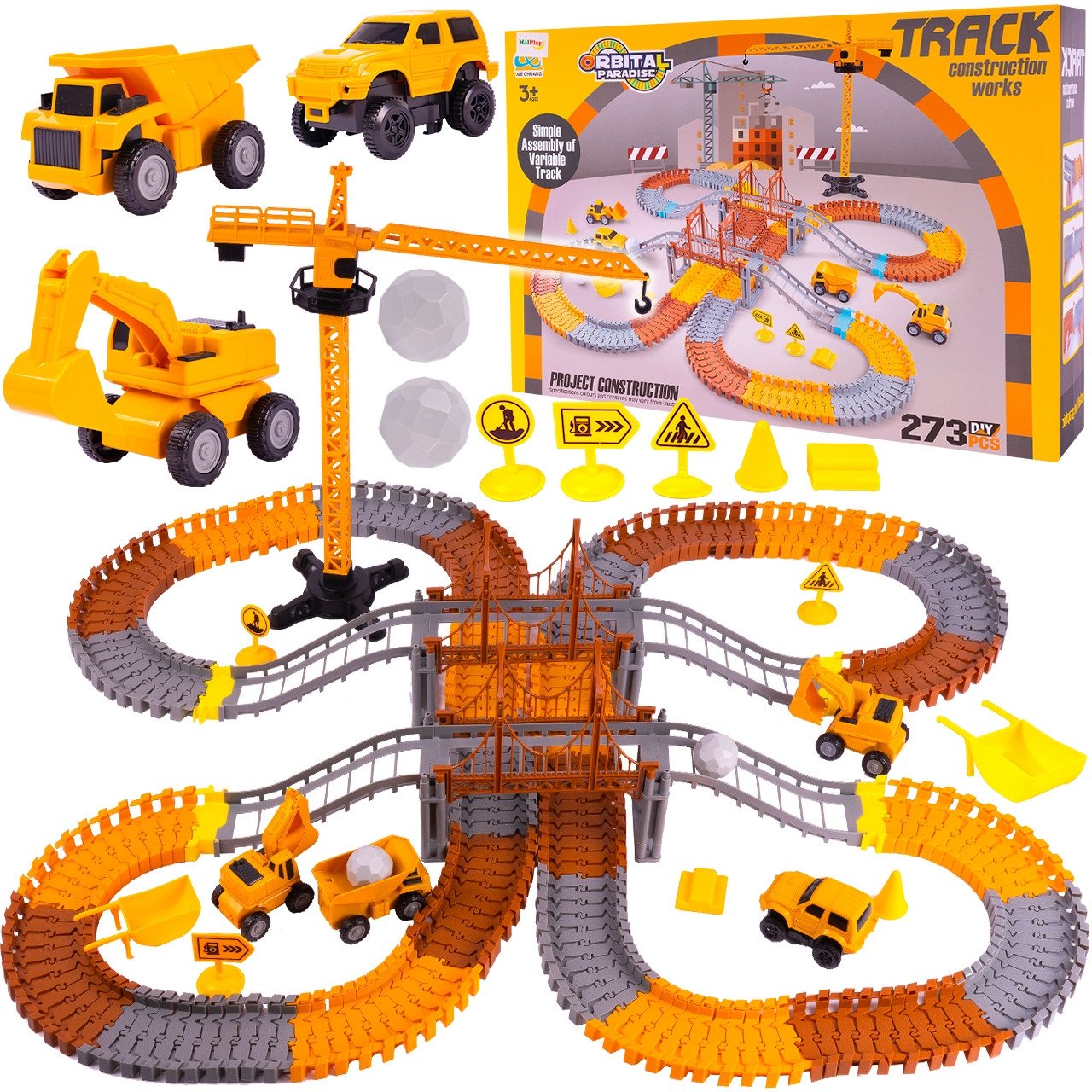 Kolejka Tor Samochodowy Elastyczny Auta 273 elementy