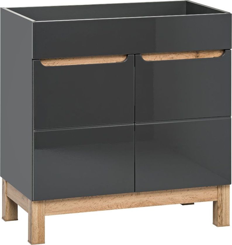 Elior Grafitowa szafka łazienkowa pod umywalkę - Marsylia 3X grafit połysk 60 cm