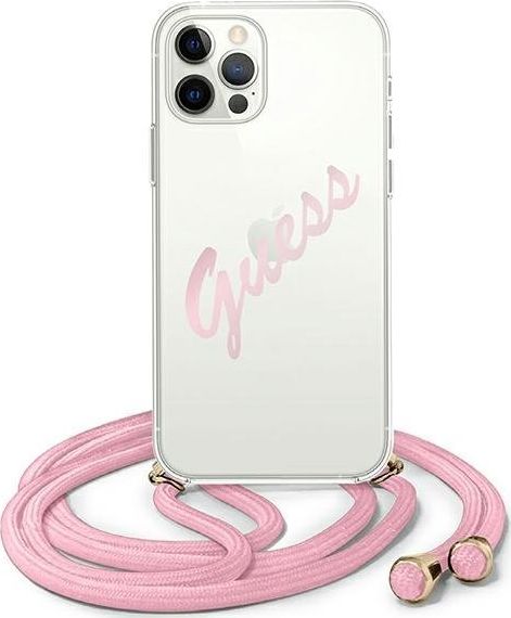 Guess Etui Guess GUHCP12MCRTVSPI Apple iPhone 12/12 Pro różowy/pink hardcase Script Vintage